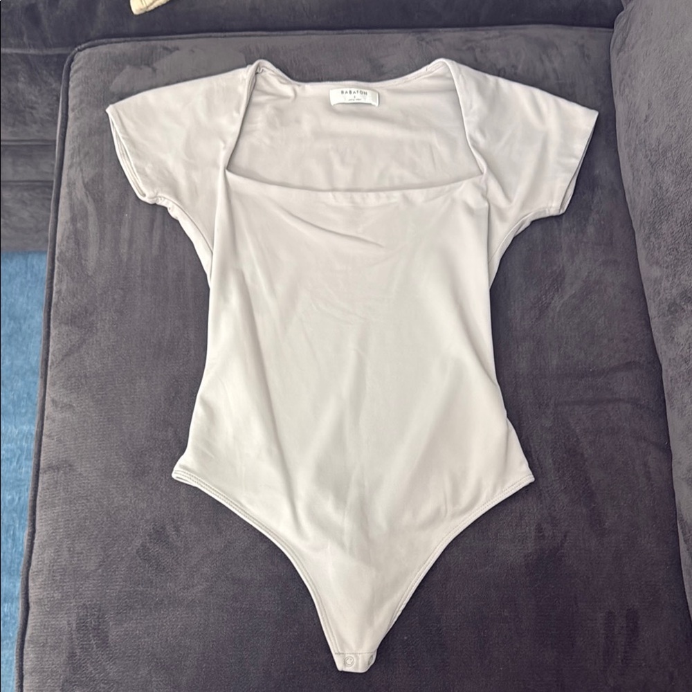 Aritzia Babaton Contour Squareneck Bodysuit in Light Gray